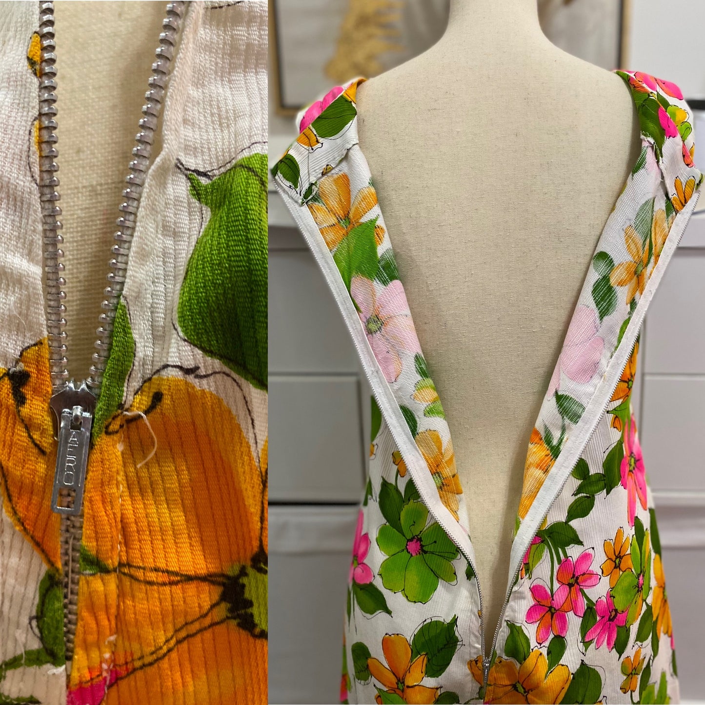60’s-70’s Floral Bell Bottom Jumpsuit (L)