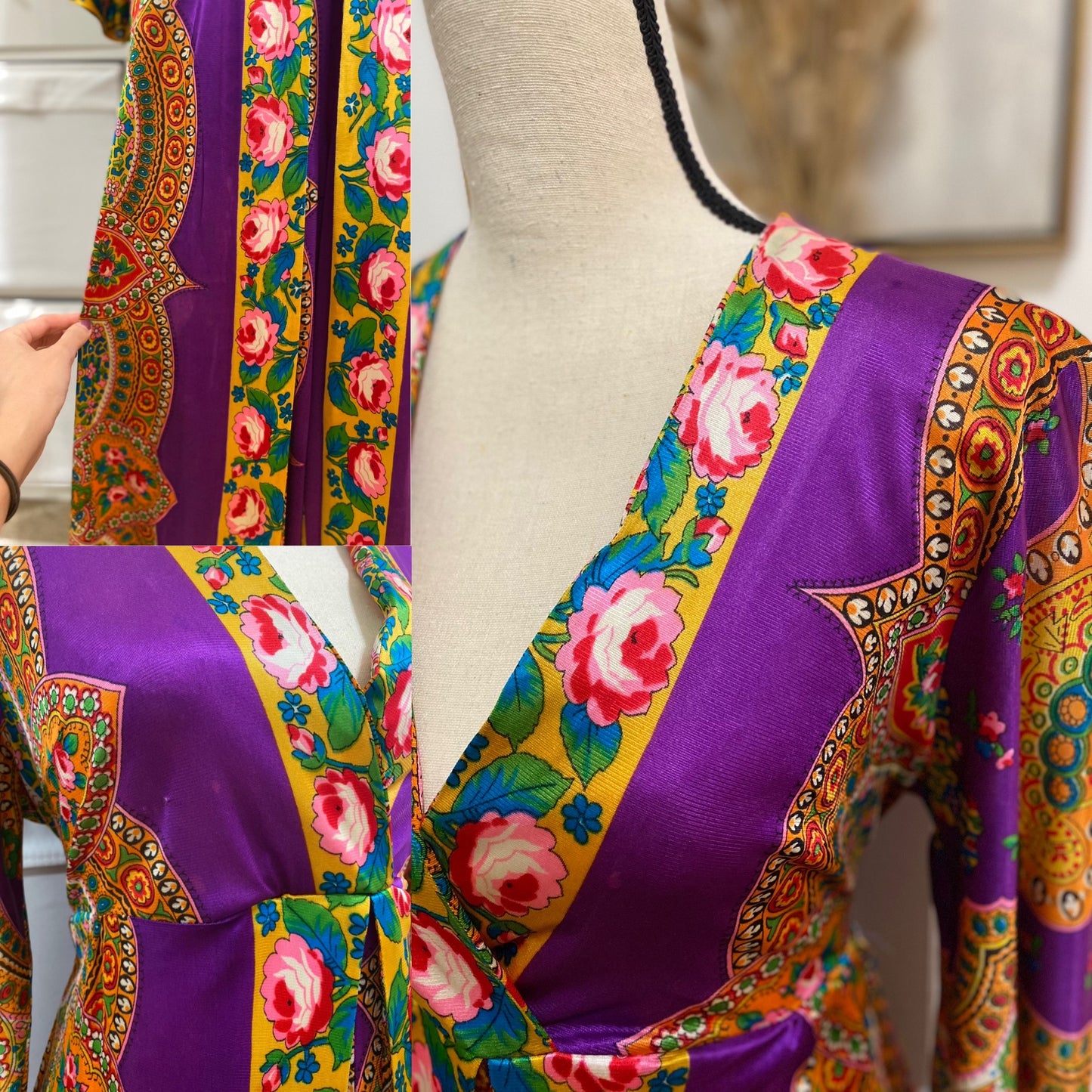 60s-70s Purple Psychedelic Palazzo Jumpsuit - (S-L)