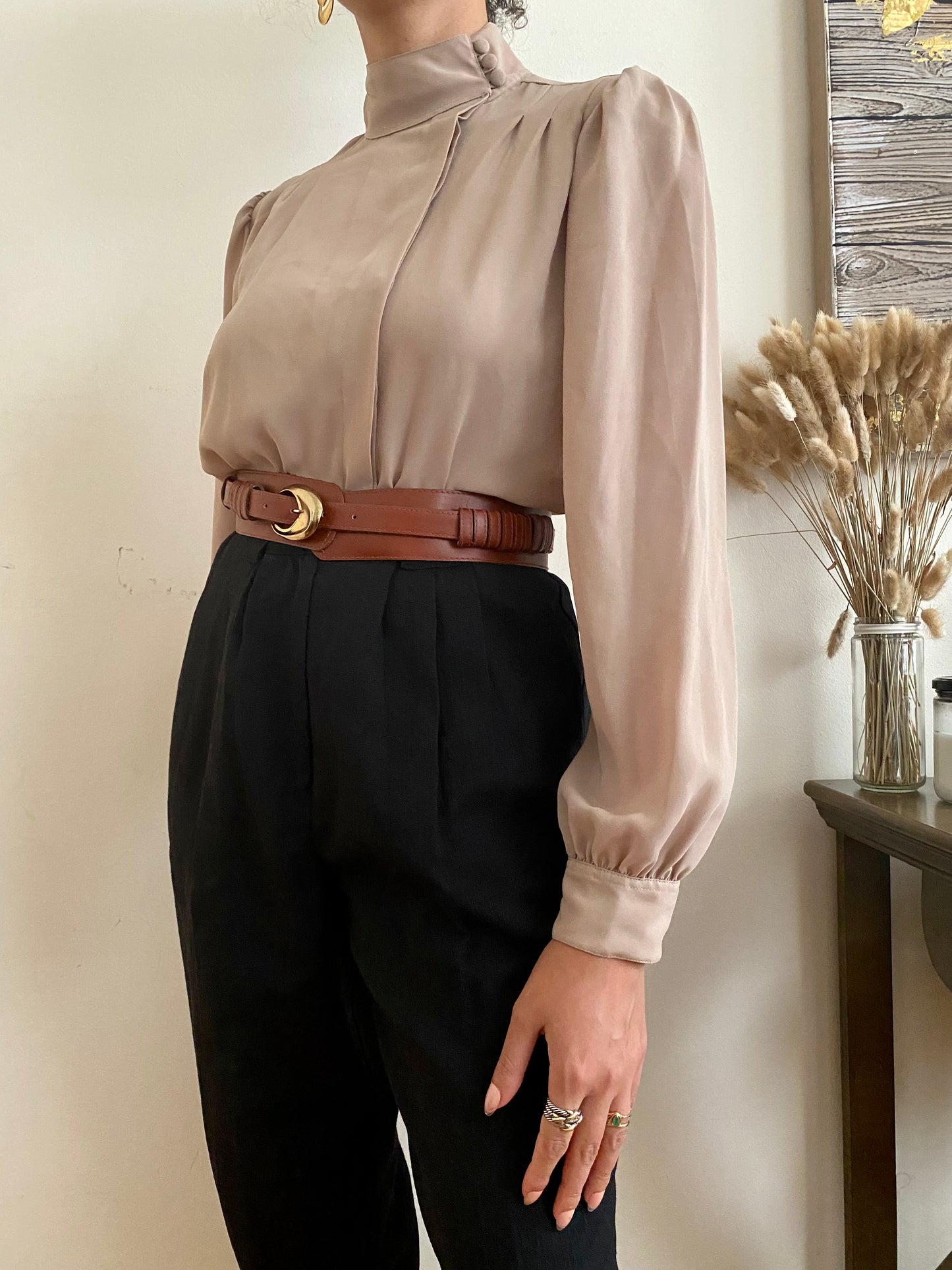 High Neck long sleeve blouse