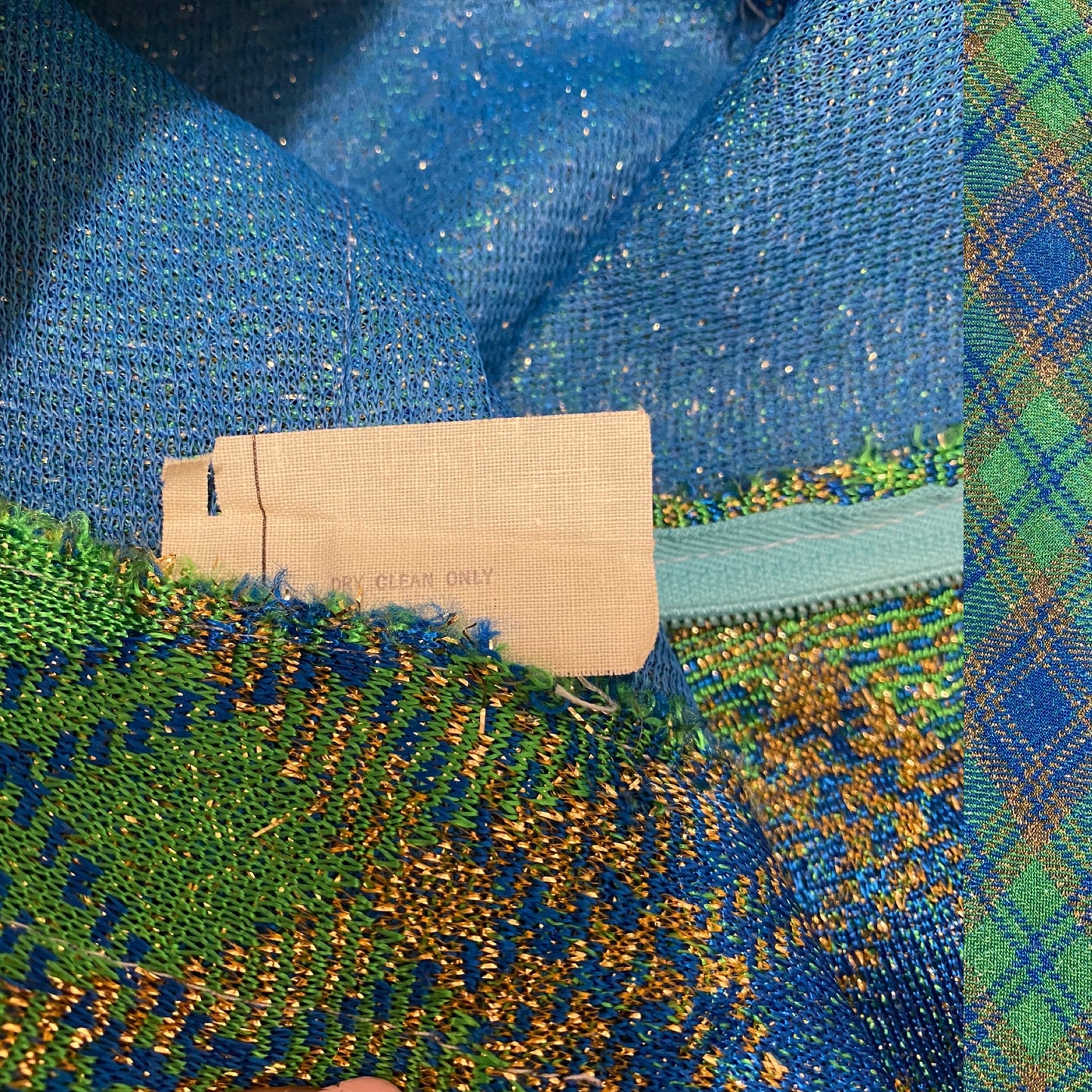 70's Glimmer Plaid High Rise Palazzo Wide Leg Pants (S)