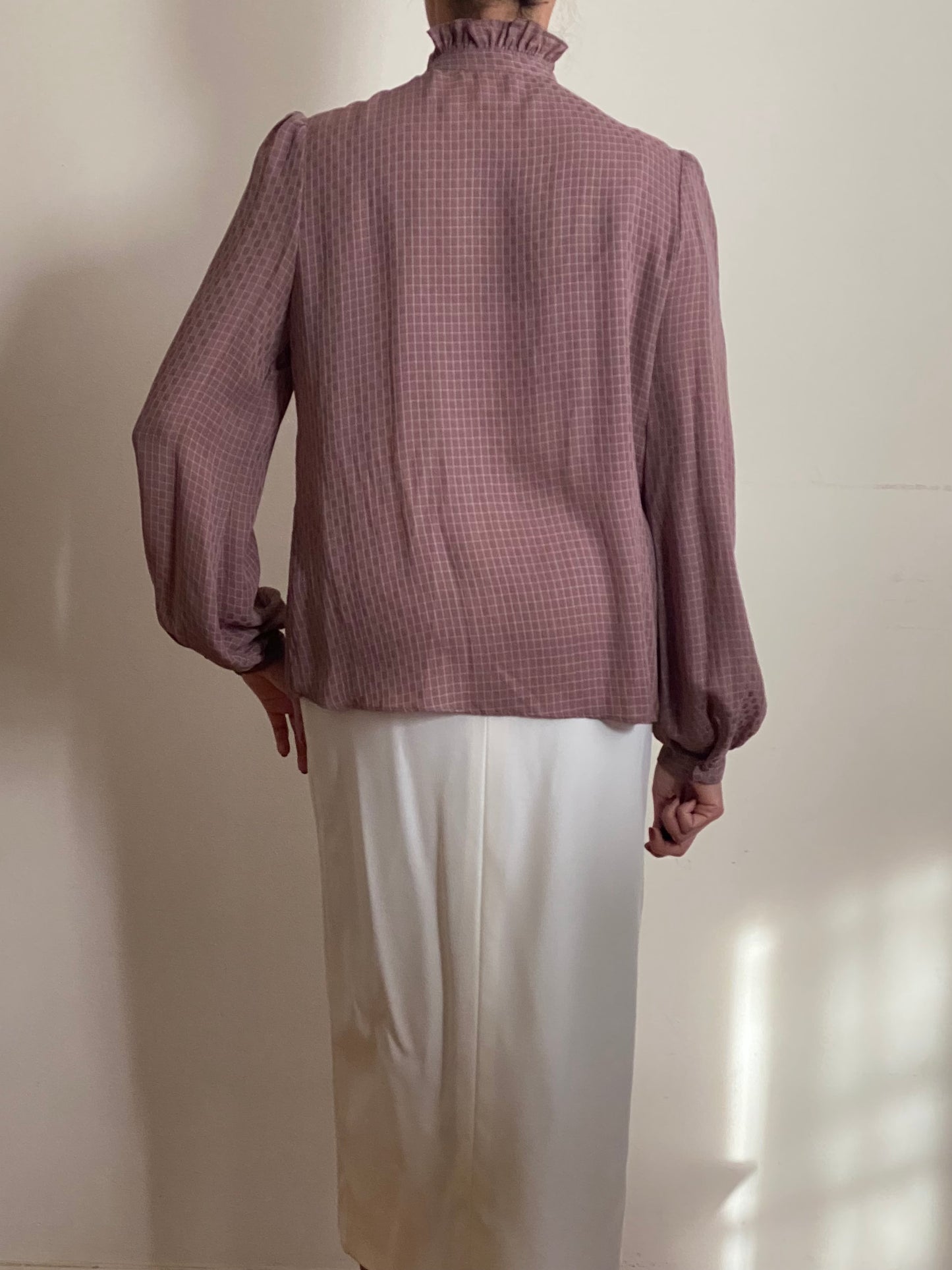 80's NWT Ascot/Jabot Bow Long Sleeve Blouse (L)