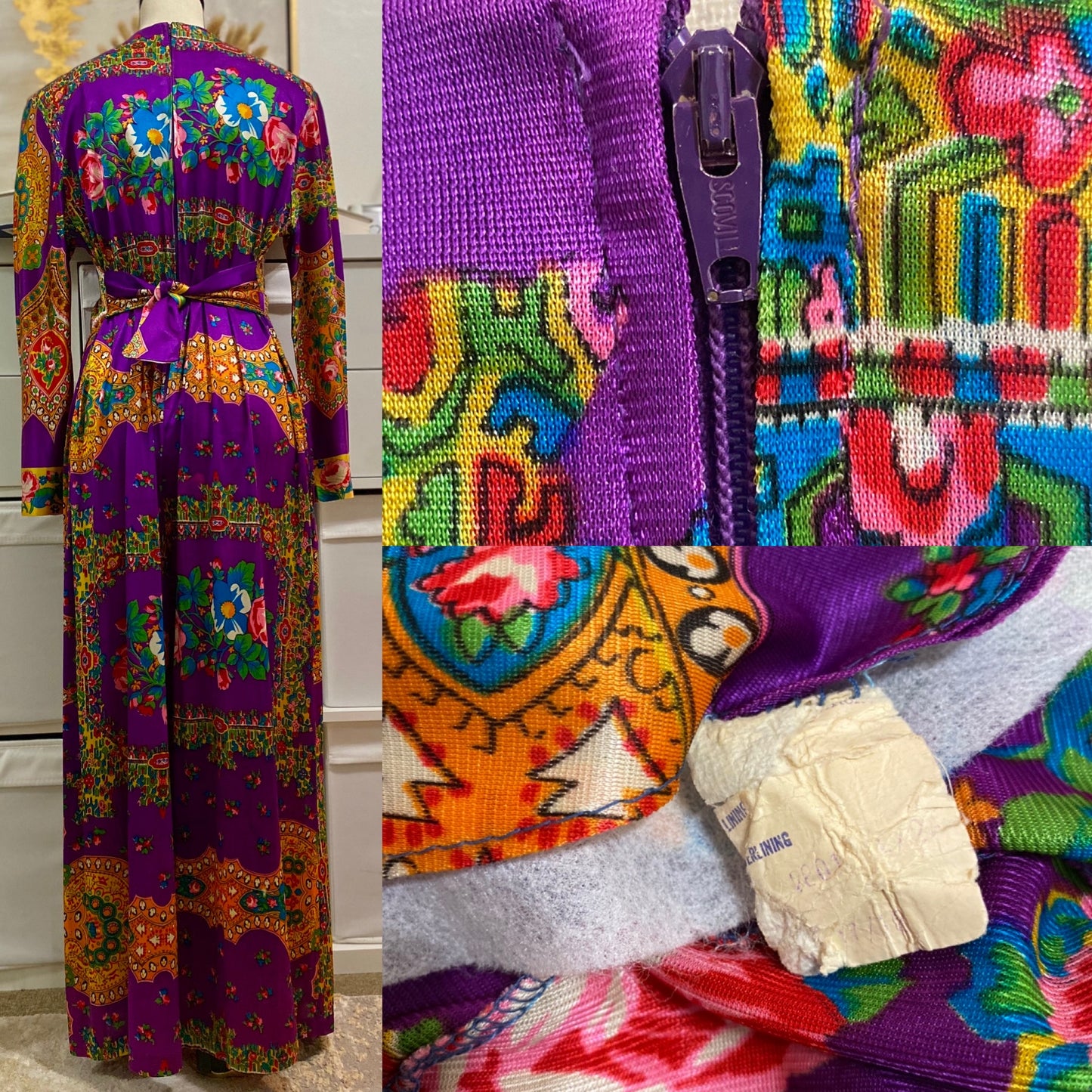 60s-70s Purple Psychedelic Palazzo Jumpsuit - (S-L)