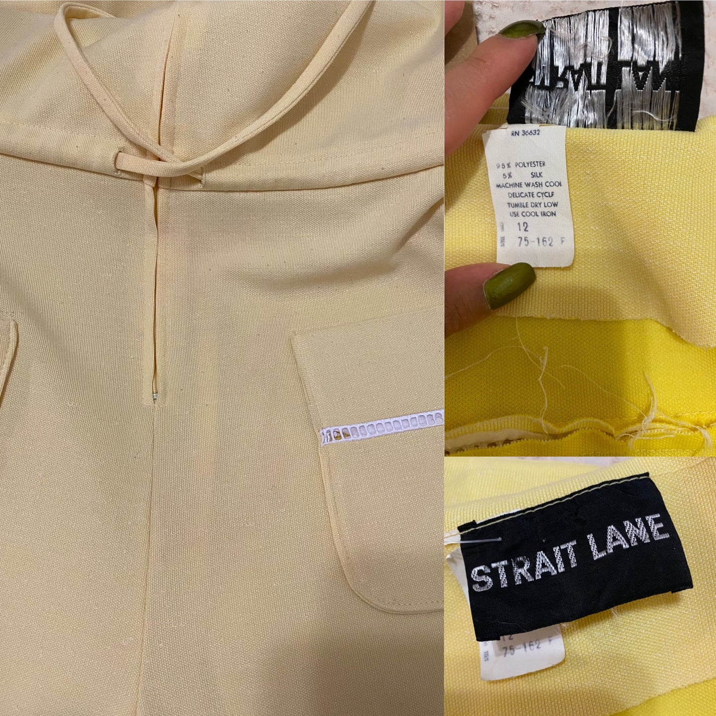 70's Pastel Yellow Bell Bottom w/ Crotchet Details Jumpsuit (S-L)