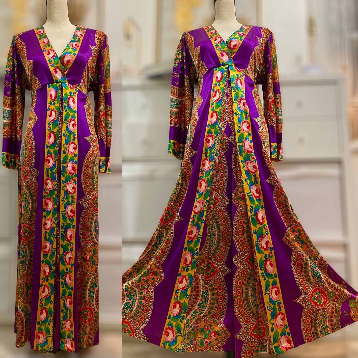 60s-70s Purple Psychedelic Palazzo Jumpsuit - (S-L)