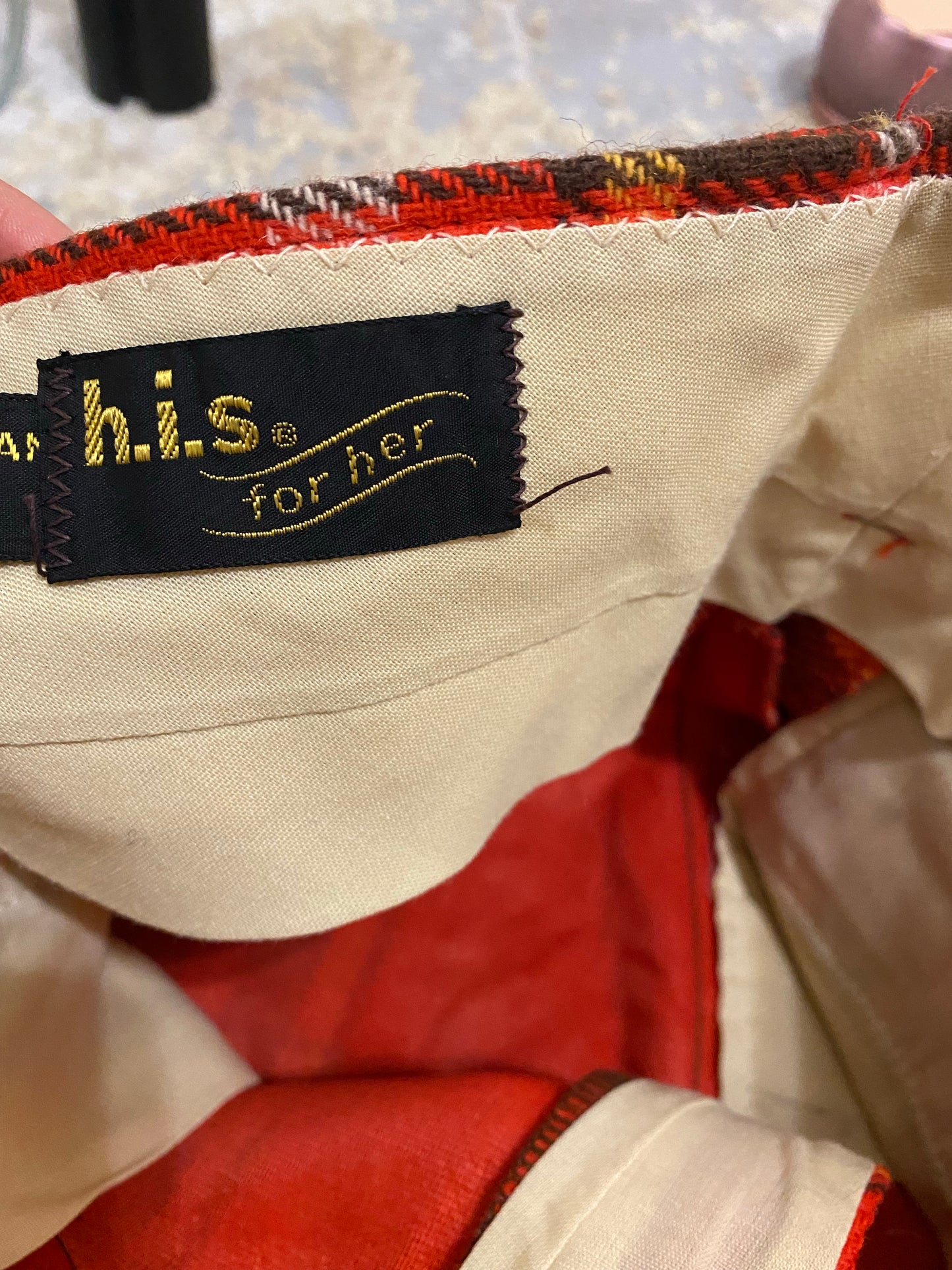 70's Plaid High Rise Bell Bottoms (XS-S-26"W)