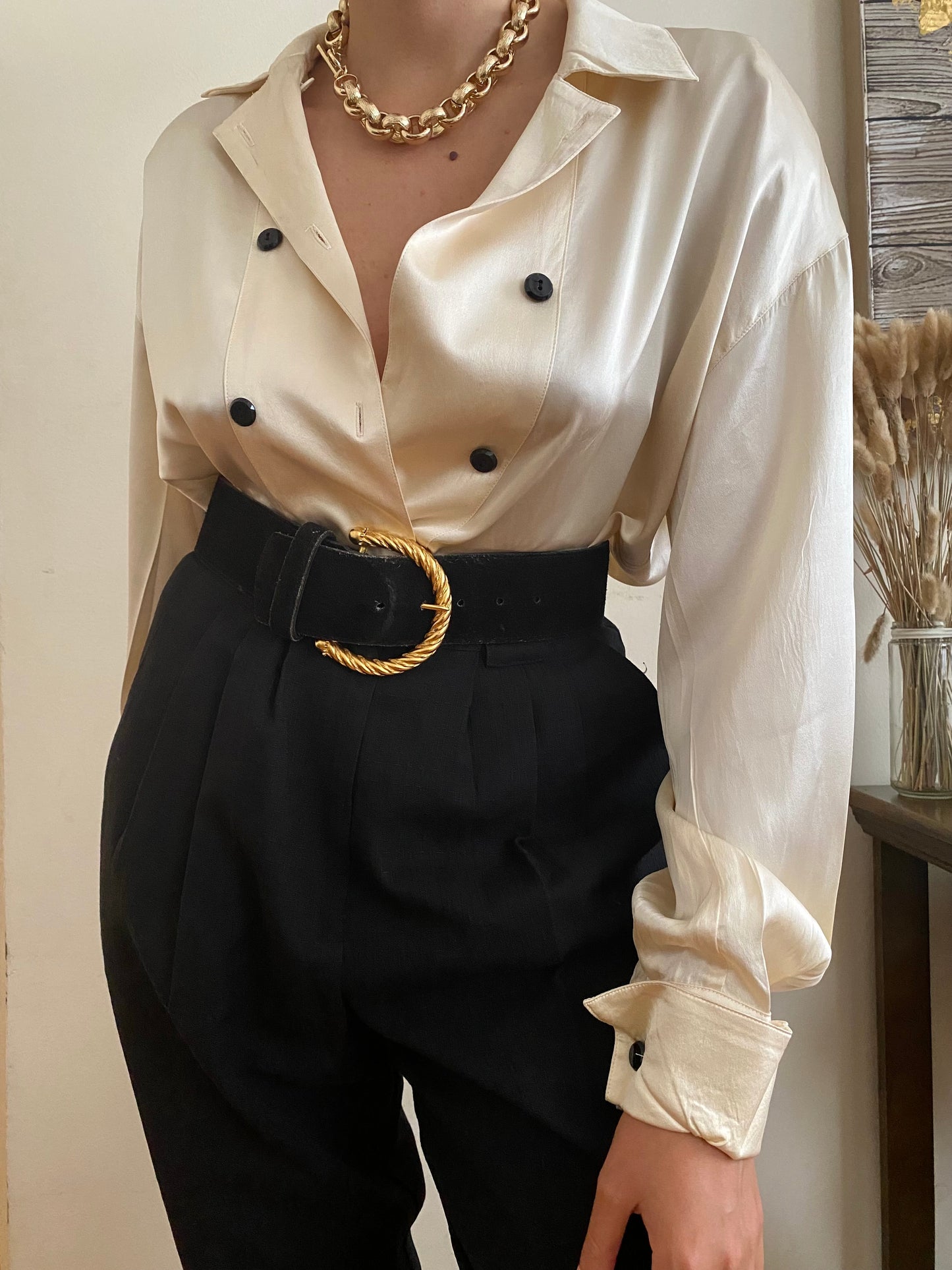 Silky long sleeve oversized blouse