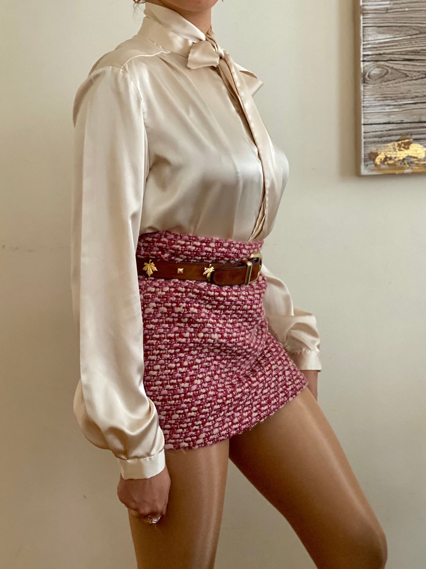High Top with detachable pussy bow long Sleeve blouse