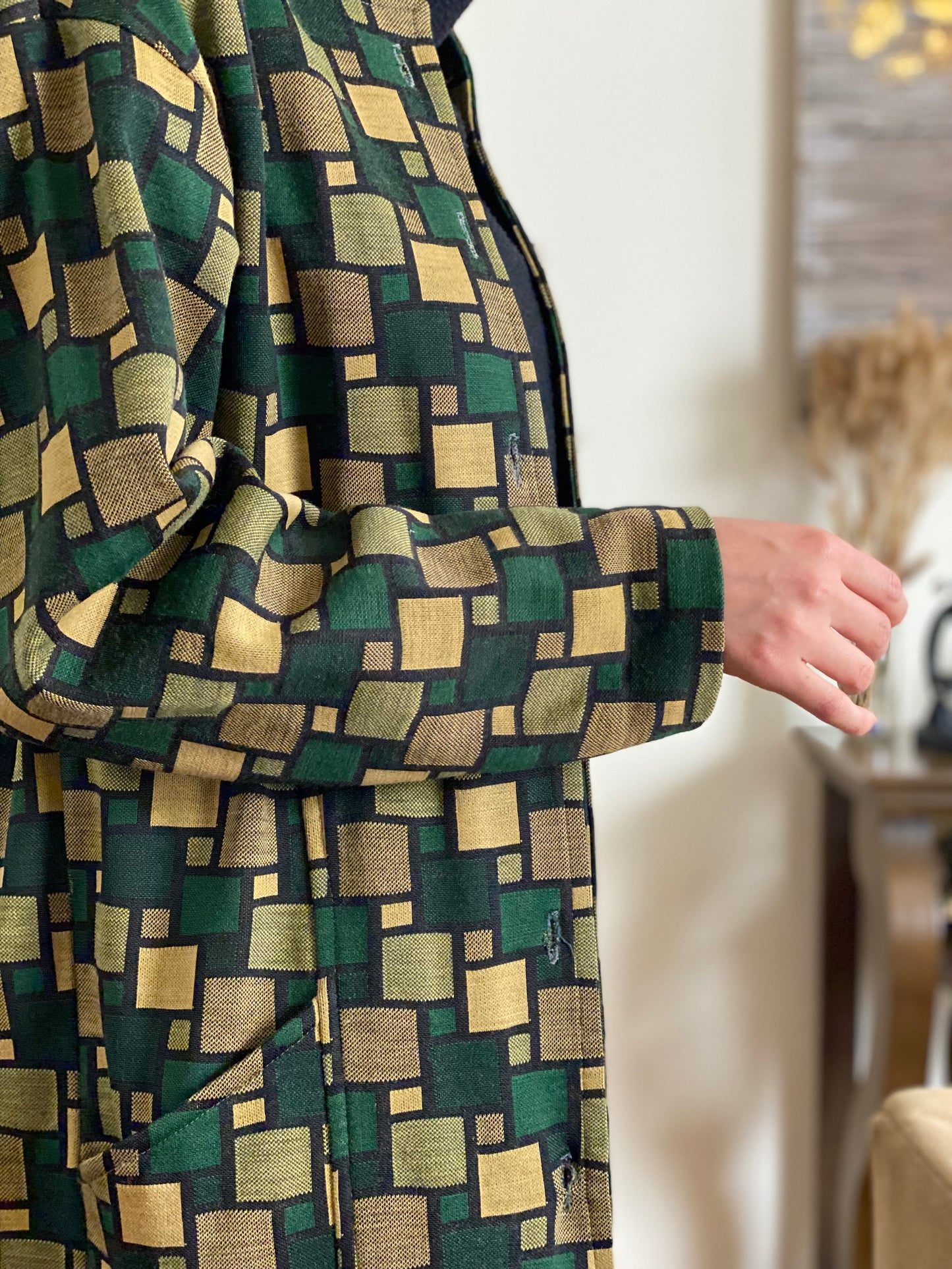 Multicolor Block Button Down Light Coat (S)