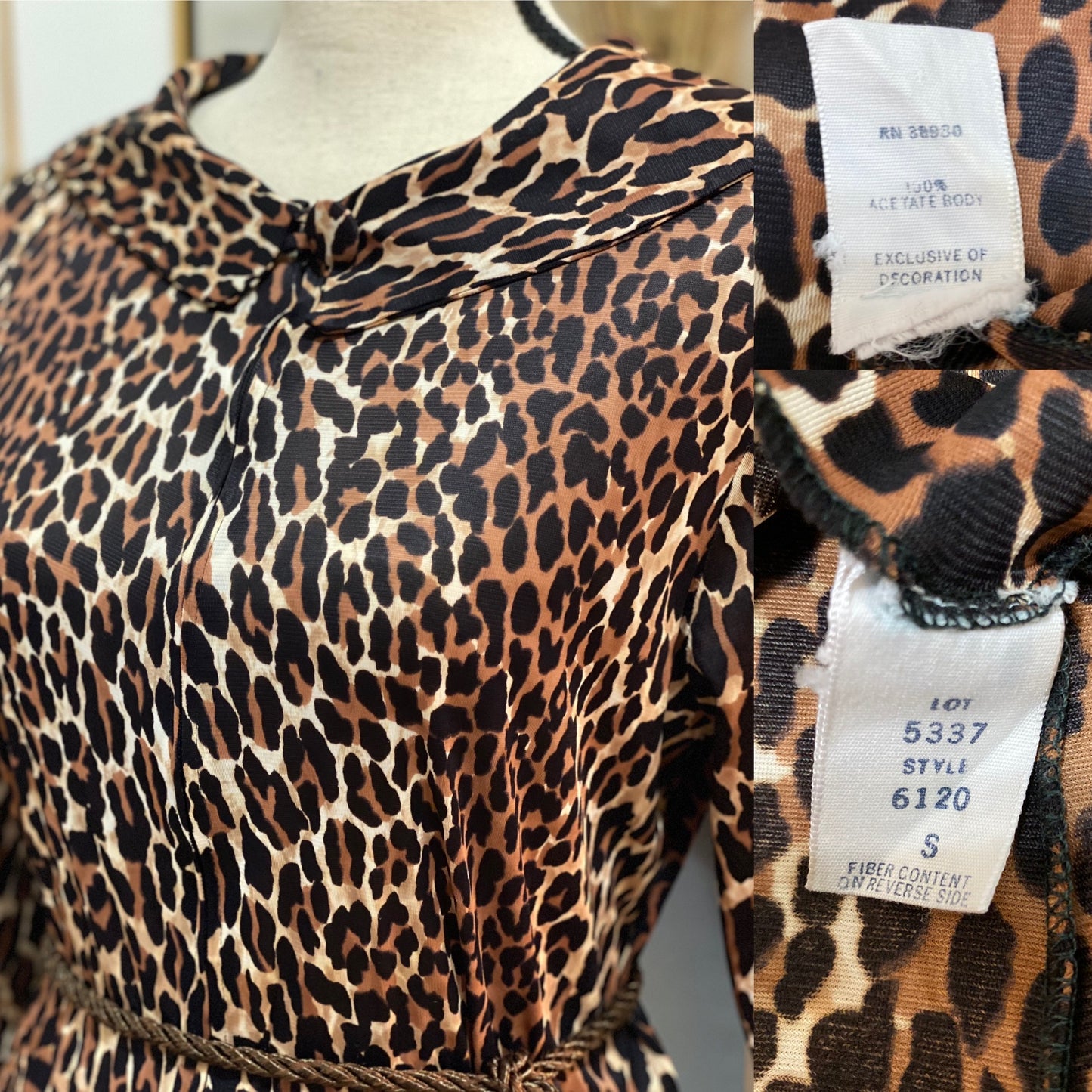 60’s Leopard Print Wide Leg Jumpsuit (S-XL)