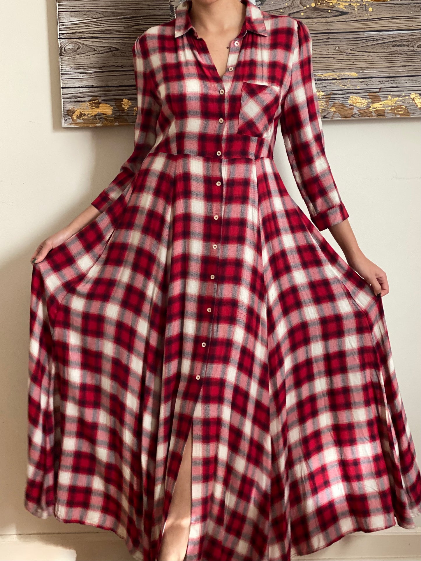 Plaid Maxi Dress (L)