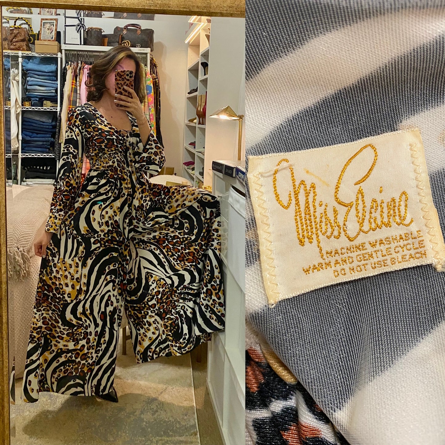 60s Mix Animal Print Palazzo Jumpsuit