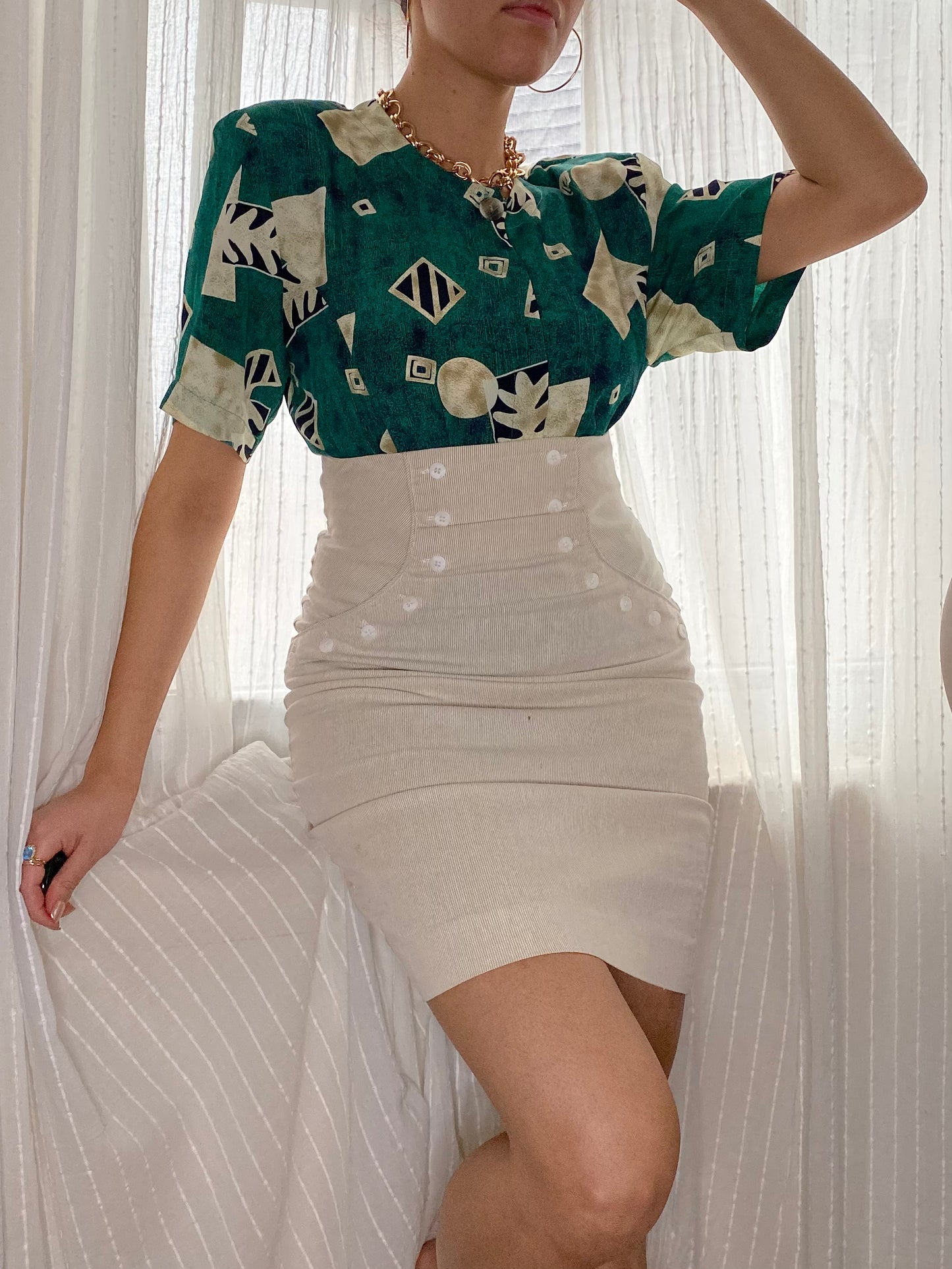 Abstract Pattern Short Sleeve Top - Vintage