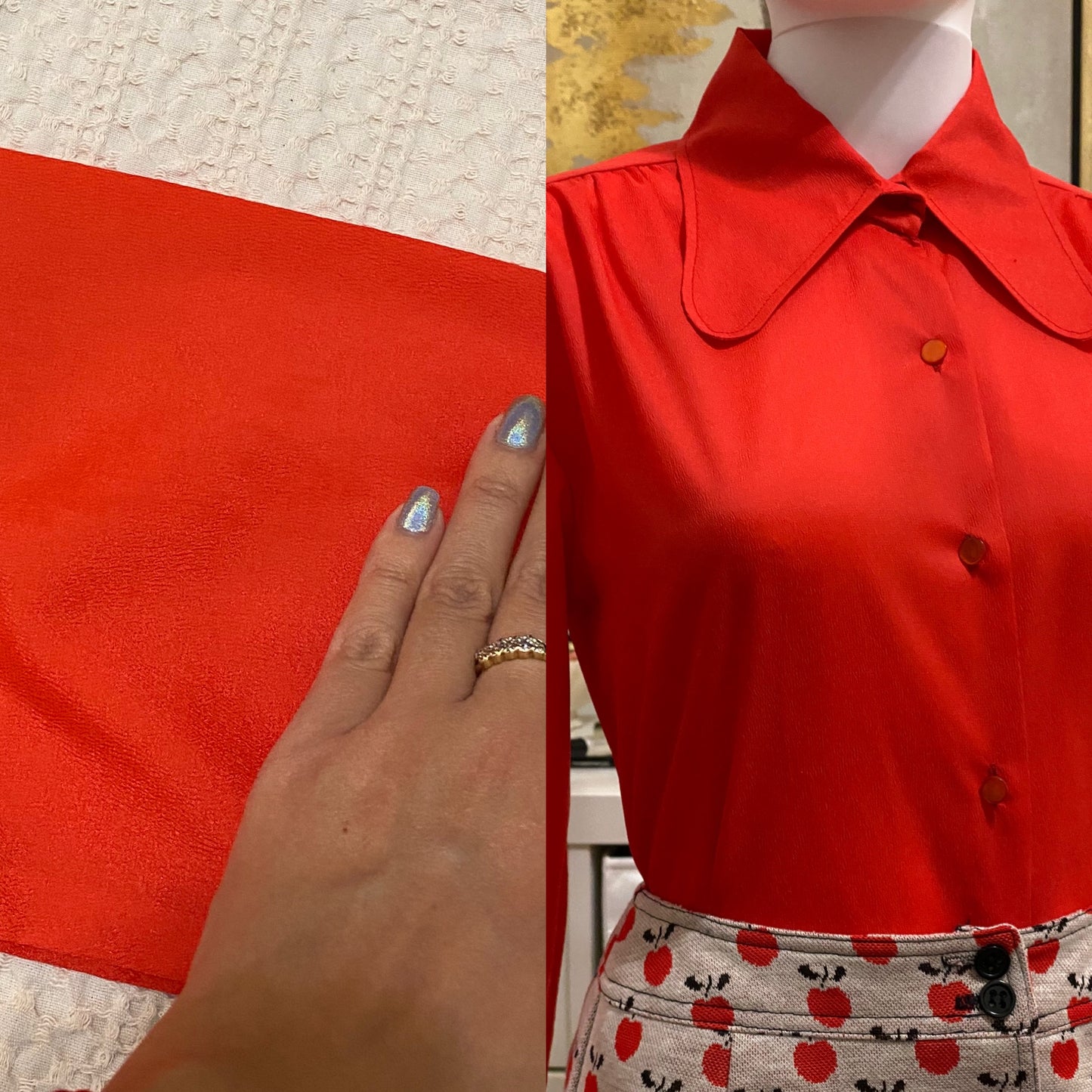 70s Beagle Collar Red Blouse