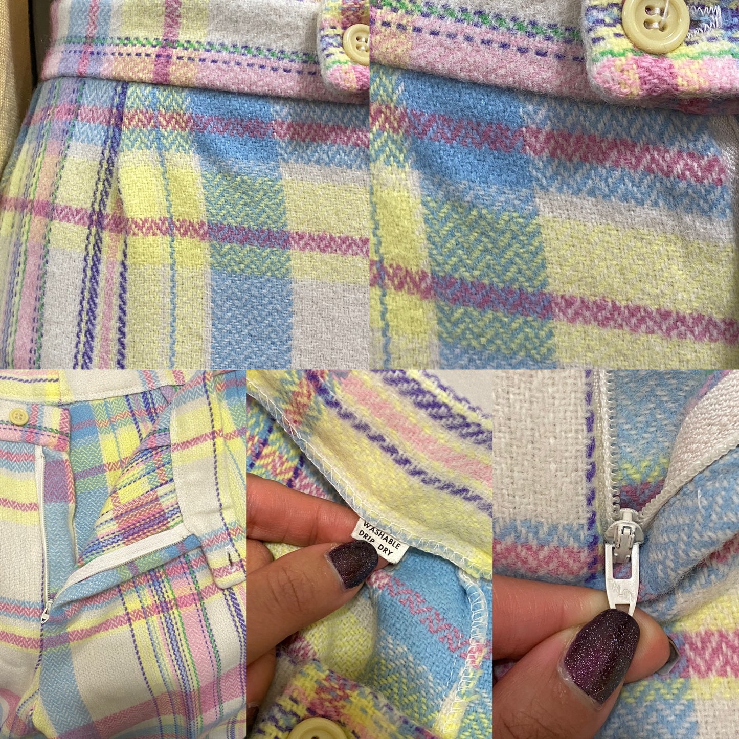 70's Pastel Midrise Wide Leg Pants (M, 28"W)