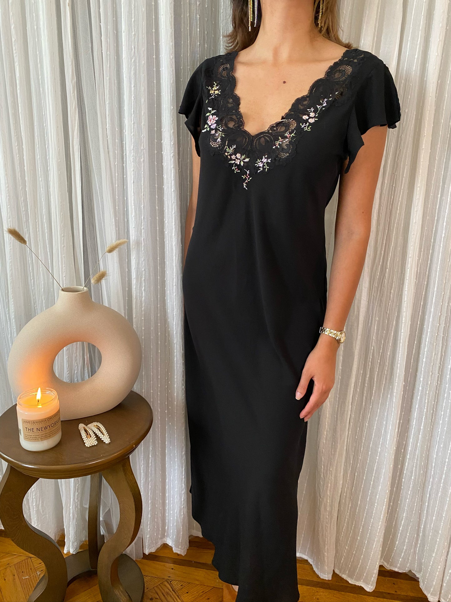 Black Long Floral Gown