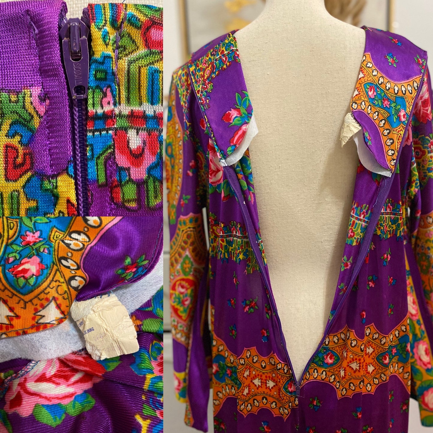 60s-70s Purple Psychedelic Palazzo Jumpsuit - (S-L)