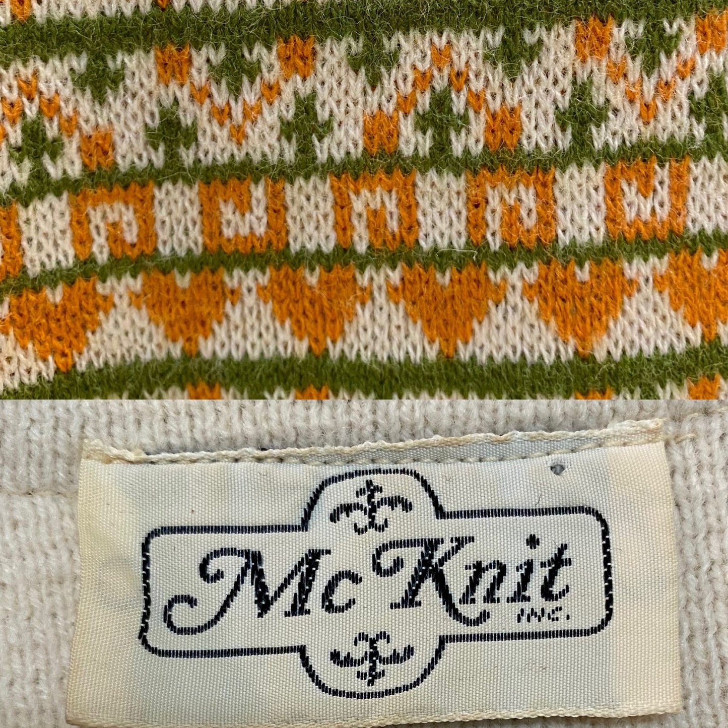 70's 2-Piece Knit Set - Sleeveless Vest & High Rise Bell Bottoms (L)