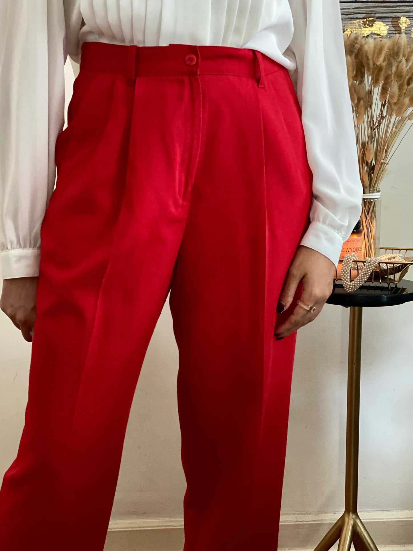 High Waisted Straight Leg Trousers