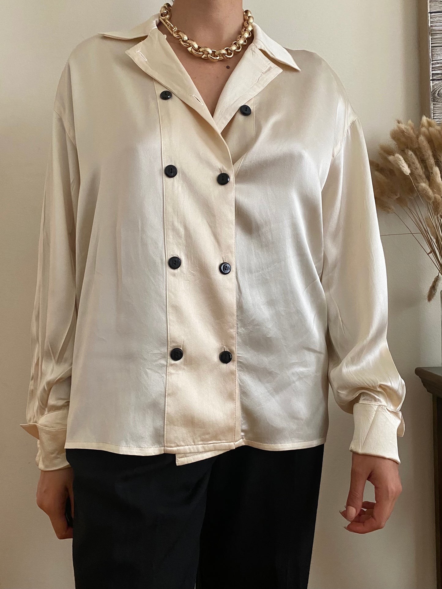 Silky long sleeve oversized blouse