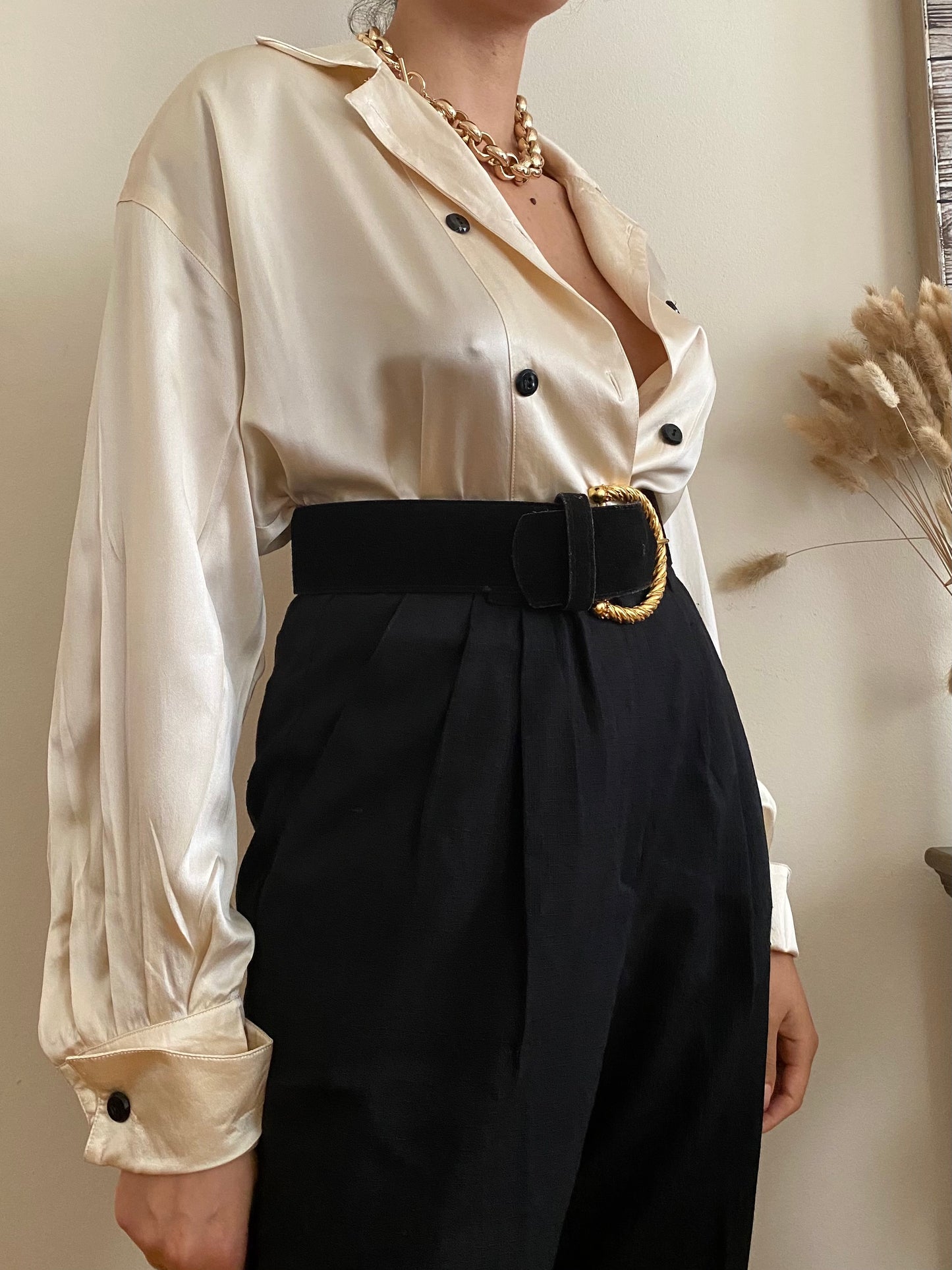 Silky long sleeve oversized blouse