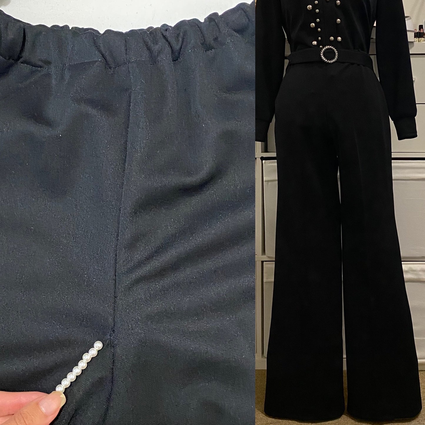 70s Studded 2PC Flared Pantsuit (M, 24”-32” waist)