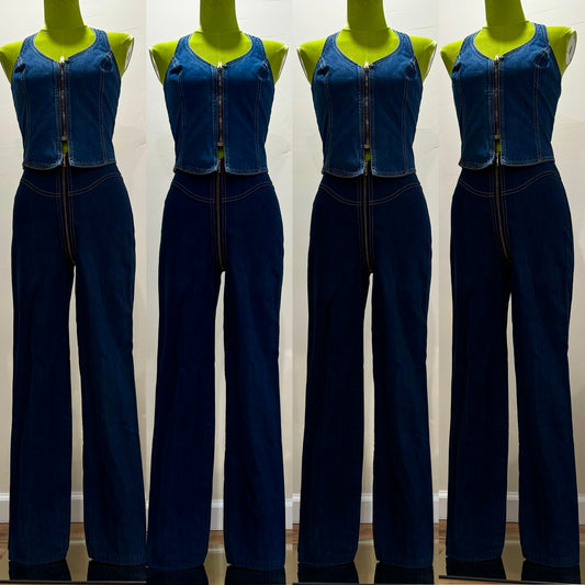 80s Rare Zip Around, High Rise Denim Jeans (XXS-XS, 24"Waist)