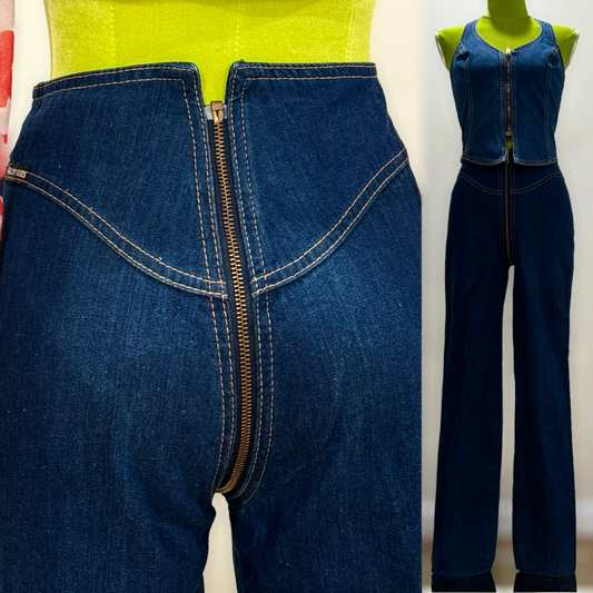 80s Rare Zip Around, High Rise Denim Jeans (XXS-XS, 24"Waist)