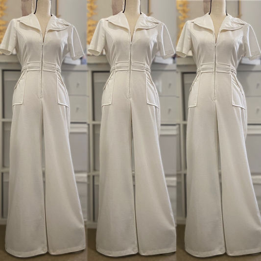 70s Flared Jumpsuit w/ Braided Details (S, 24”-28” waist)