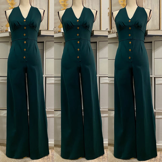 70s Halter Top, Flared Jumpsuit (M, 28”-31”Waist)