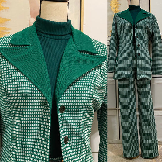 70s Emerald Green 2-Piece Pantsuit (L-XL)