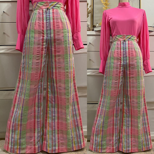 70s seersucker pastel stripe high rise Bobbie brooks