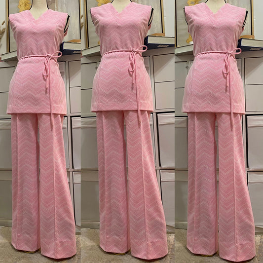 70s Western Zig Zag 3PC Pant Set (S-M, 27-29” waist)