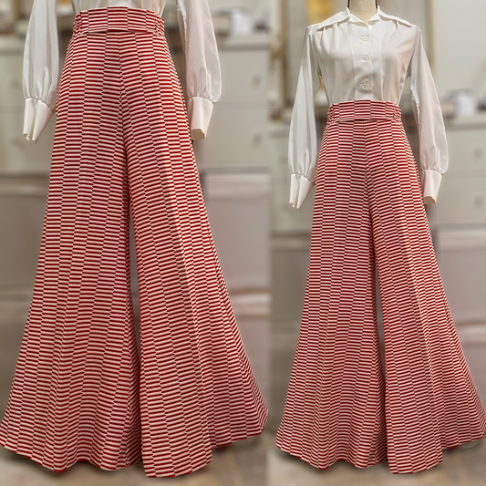 70s High Rise, Abstract Mega Bell Bottom Flare Pants (M-L, 28"-30"W)