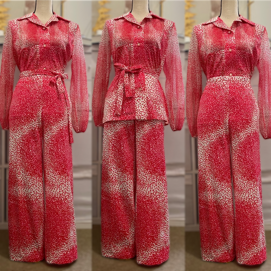 70s Abstract 3PC Pantset Petite(S-M, 25"-30" Waist)