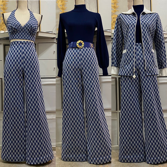 70s Harlequin 3PC Pant Set (M-L, 29”-32” waist)