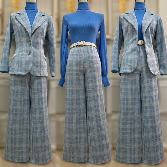 70s Plaid 2PC Pantsuit (M, 30"-32"W)