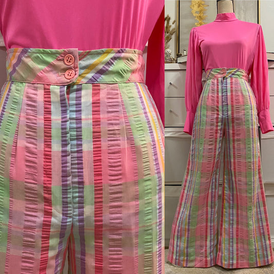 70s seersucker pastel stripe high rise Bobbie brooks