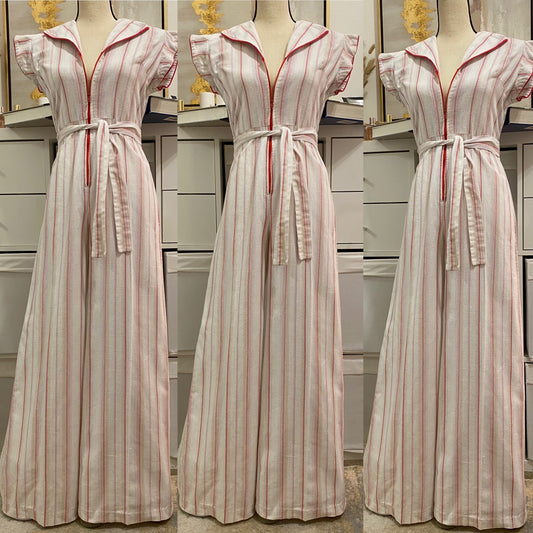 70s Cotton, Zipper Front, Wide Leg Jumpsuit (S-M, 27”-28”waist)