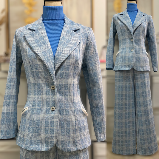 70s Plaid 2PC Pantsuit (M, 30"-32"W)