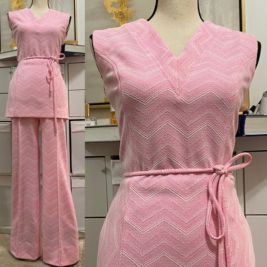 70s Western Zig Zag 3PC Pant Set (S-M, 27-29” waist)