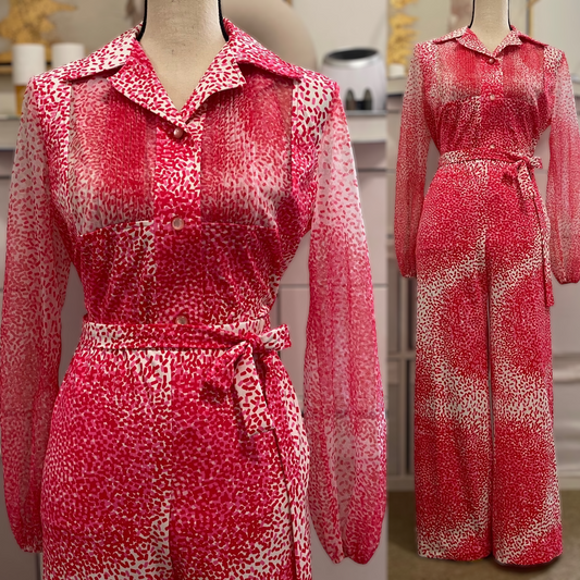70s Abstract 3PC Pantset Petite(S-M, 25"-30" Waist)