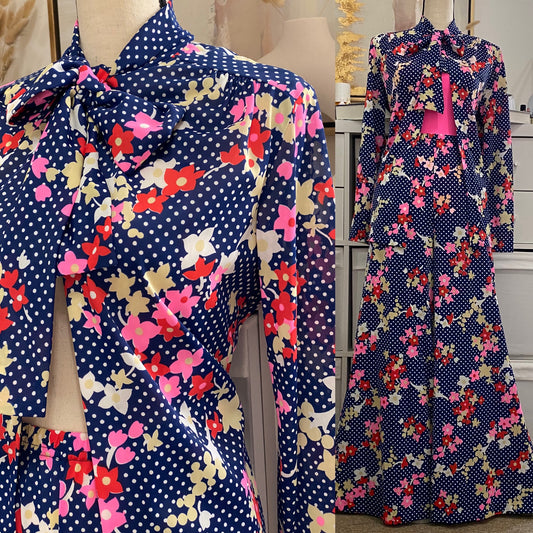 60s-70s 3PC Floral Pant Set (M, 26"-32" Waist)