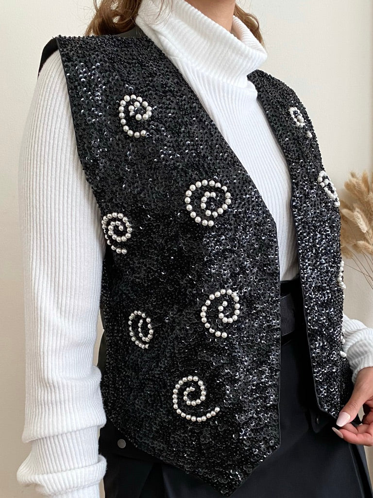 Beaded Vest (with faux pearls and sequins)