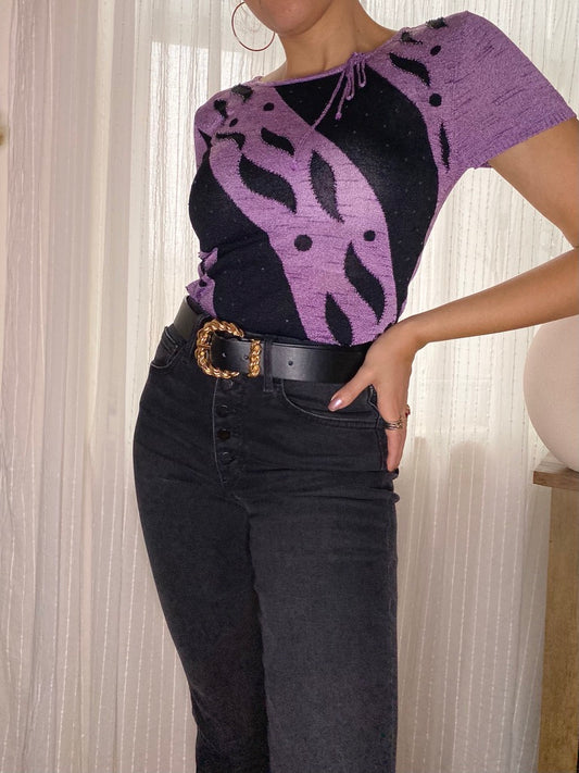 Purple Beaded Top