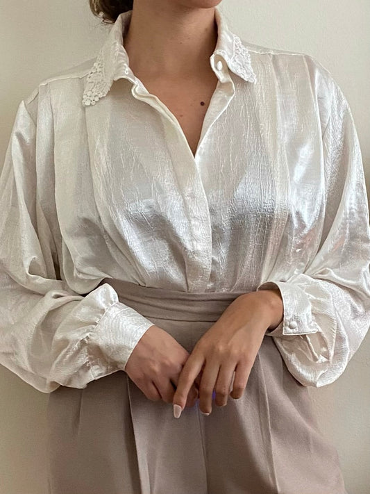 Lace trim long Sleeve Blouse