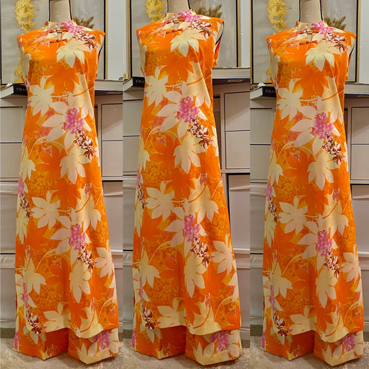 70s 2pc Tunic Hawaiian Pantsuit (M-XL)