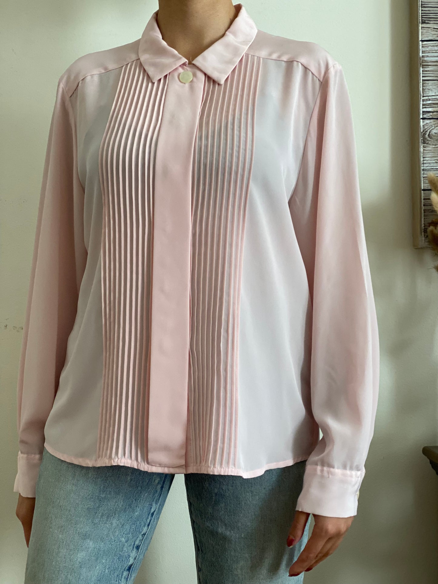 Pleated Front Long Sleeve Blouse  (12)