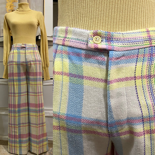 70's Pastel Midrise Wide Leg Pants (M, 28"W)