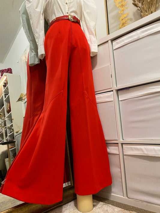 70’s Ultra High rise red bell bottom flare (S-M, 27")