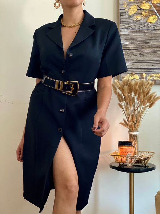 Button Down Short Sleeve Tailored Dress